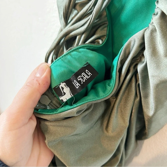 La Scala Olive Green Back Lace-Up Mermaid Dress Gown #25925 Size L - Picture 5 of 8